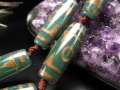 緑龍紋天珠 天珠 瑪瑙 チベット 厄除け 天珠型 ビーズ連 連材