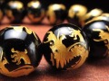 龍神 ドラゴンボール 金塗り ブラックオニキス 龍彫り ブレスレット
