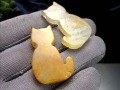 猫型タンブル イエロー ライモナイトインクォーツ 褐鉄鉱入り水晶 ミニキャット 置物 ブラジル産