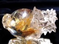 ゴールドルチルクォーツ 龍亀 ロングイ 金針 水晶 彫刻 置物 財運 瑞獣