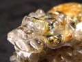 ゴールドルチルクォーツ 龍亀 ロングイ 金針 水晶 彫刻 置物 財運 瑞獣