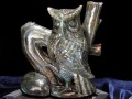 ラブラドライト 彫刻置物 ふくろう 梟 フクロウ