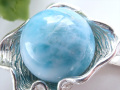 ★一級品ラリマー使用★極上大粒！★カリビアンジュエリー★1点物★ラリマー【 ブルーペクトライト 】シェルデザイン　ペンダントトップ★サイズ最大約25.5mm★石サイズ約13mm★約7.3ｇ★【ドミニカ共和国産】