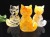 猫型タンブル イエロー ライモナイトインクォーツ 褐鉄鉱入り水晶 ミニキャット 置物 ブラジル産