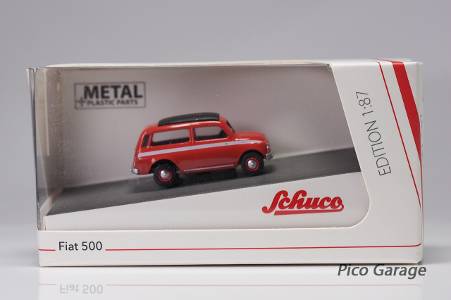 Schuco 1/87FIAT500ワゴン(赤）箱
