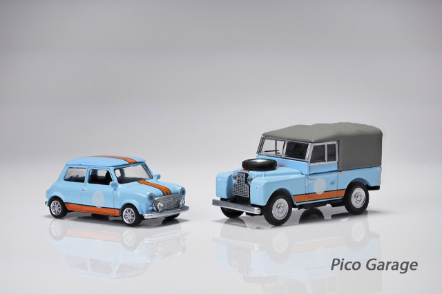 Schuco 1/87ランドローバーディフェンダー＆ミニ（Gulf）前前