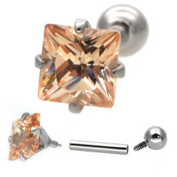 [カスタム] ボディピアス CZクリスタルバーベル キュービックジルコニア/18G・16G・14G ボディーピアス 軟骨ピアス トラガス ヘリックス CZDIAMOND-BARBELL