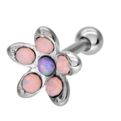 ボディピアス お花モチーフのミルキーフラワーバーベル 16G ボディーピアス 軟骨ピアス ヘリックス JA18609