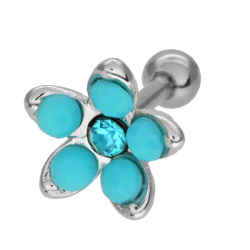 ボディピアス お花モチーフのミルキーフラワーバーベル 16G ボディーピアス 軟骨ピアス ヘリックス JA18609