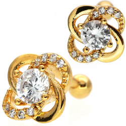 ボディピアス  バラの花モチーフのシャイニーローズバーベル/16G ボディーピアス 薔薇 軟骨ピアス トラガス ヘリックス JA21671