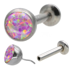 【金アレ対応】【ネジ不要/摩擦でロック】20G 18G 16G ベゼルセットジュエル＆シンセティックオパールプッシュピンラブレット LSP5