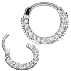 ボディピアス  ラウンドパヴェジュエルリング/16G・14G ボディーピアス 軟骨ピアス ヘリックス トラガス SEP-72