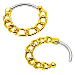ボディピアス [Soeur de Nana] 鎖モチーフのチェーンラウンドリング/16G ボディーピアス 軟骨ピアス フープ ワンタッチ ヘリックス SEP2-63
