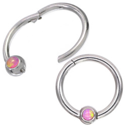 ボディピアス ワンタッチで装着 オパールストーンネオビーズリング/18G・16G ボディーピアス 軟骨ピアス ヘリックス SGRH615