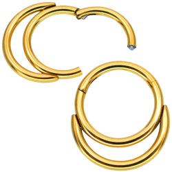 ボディピアス ワンタッチで装着 ダブルフープリング/18G 16G ボディーピアス 軟骨ピアス ヘリックス SGRHK81