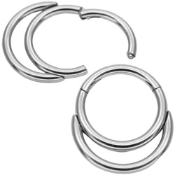 ボディピアス ワンタッチで装着 ダブルフープリング/18G 16G ボディーピアス 軟骨ピアス ヘリックス SGRHK81