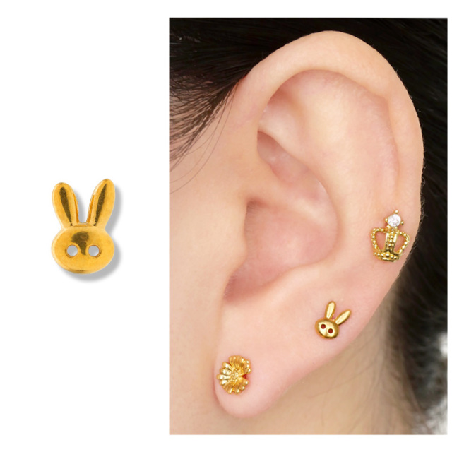 {送料.関税込} ベアヘッド ペアピアス ボディピアス ラビットフェイスバーベル/20G ボディーピアス