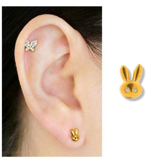 ボディピアス ラビットフェイスバーベル/20G ボディーピアス 軟骨