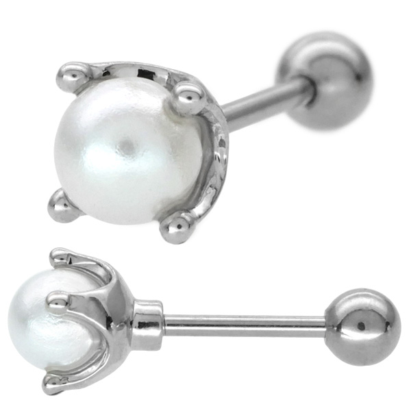 ボディピアス 立爪パールバーベル/20G ボディーピアス 軟骨
