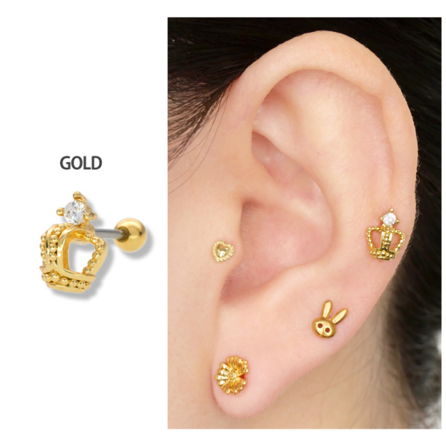 ボディピアス ミニクラウンバーベル/20G ボディーピアス 軟骨ピアス