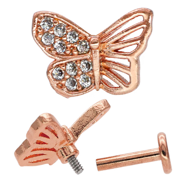 ボディピアス アシンメトリーバタフライインターナルラブレット/16G