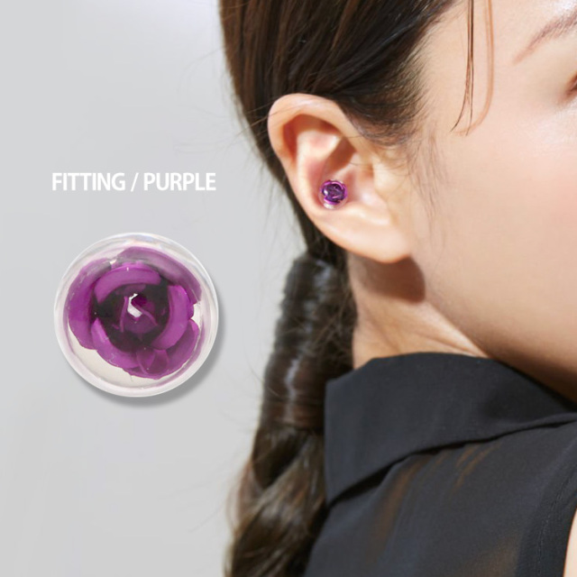 CHANEL 紫色 ローズモチーフ ピアス ボディピアス バラの花モチーフのローズボールバーベル/14G ボディー