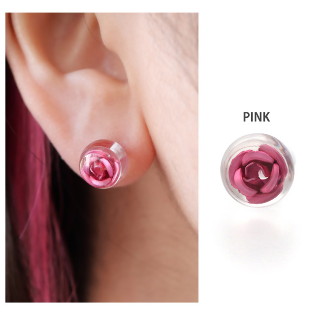 ボディピアス バラの花モチーフのローズボールバーベル/14G ボディー
