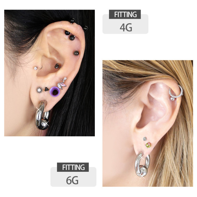 ボディピアス 10Gのボールクロージャーリング キャプティブビーズ