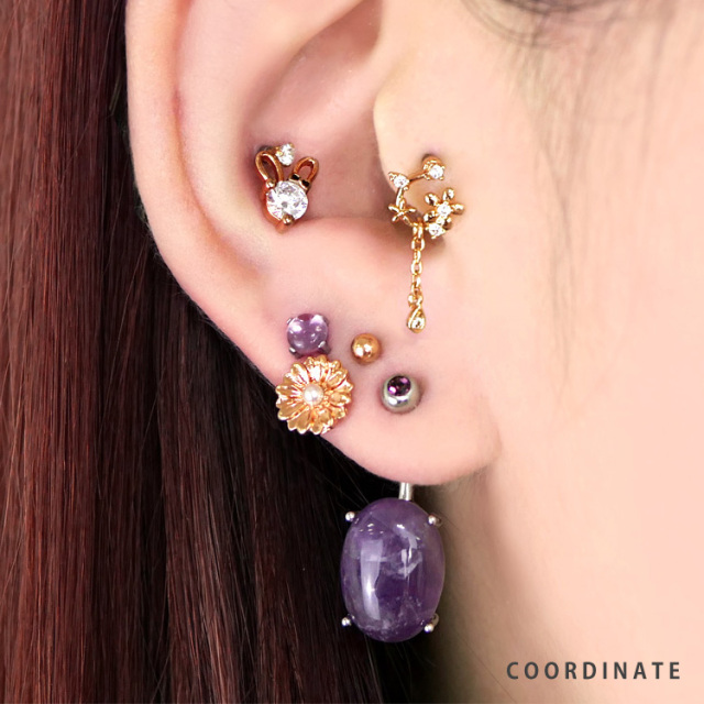 ボディピアス Soeur de Nana ローズゴールドデイジーバーベル 16G