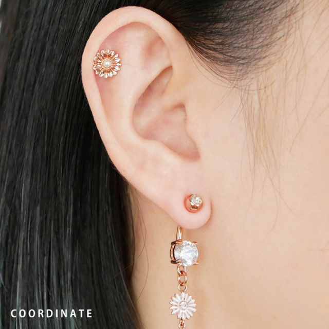 ボディピアス Soeur de Nana ローズゴールドデイジーバーベル 16G