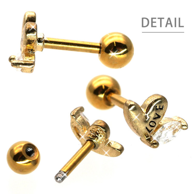 ボディピアス [Soeur de Nana] ラブハートジュエルバーベル 16G