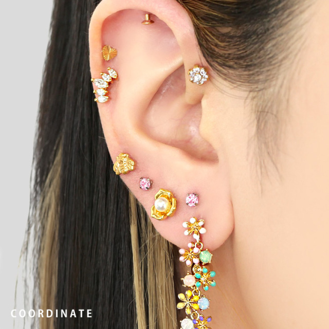 ボディピアス Soeur de Nana パールフラワーバーベル 16G