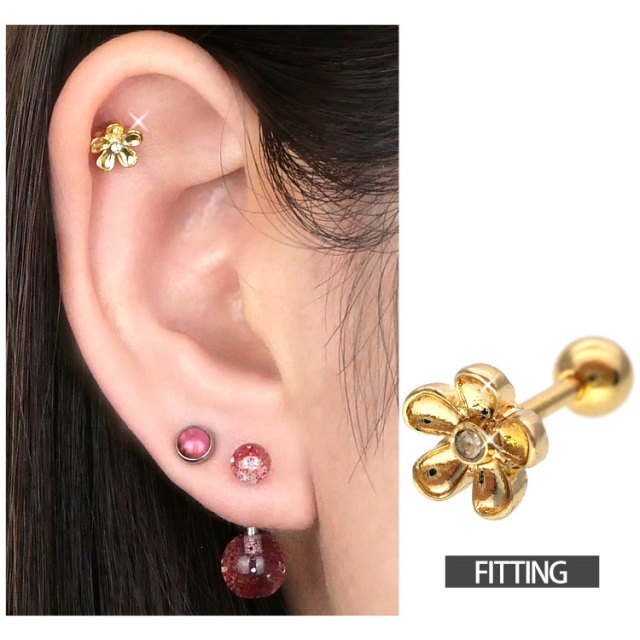 ボディピアス ゴールドデイジーバーベル/16G ボディーピアス 軟骨