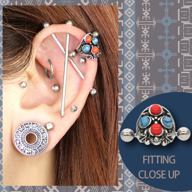 ボディピアス エスニックシールドバーベル/16G ボディーピアス