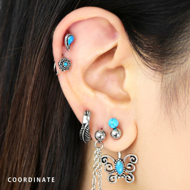 ボディピアス Soeur de Nana ターコイズペイズリーバーベル/16G