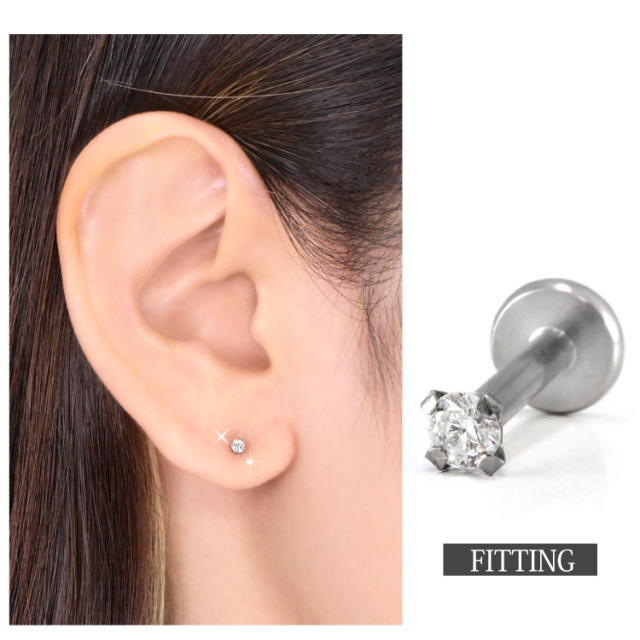 カスタム] ボディピアス 0.035ct 立爪 天然ダイヤモンド ラブレット