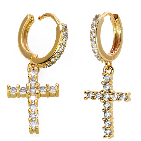 ボディピアス カチッと装着 ブリリアントジュエルクロスチャームリング