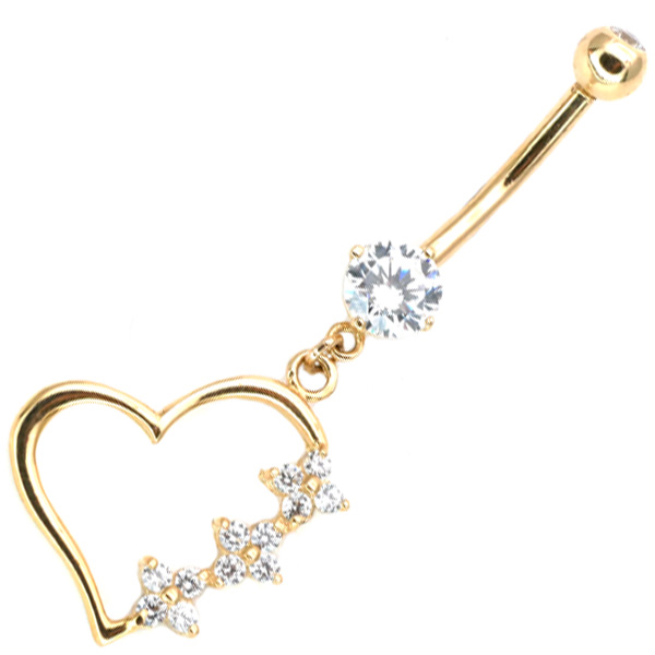 ボディピアス 【ケース付】 へそピアス 14金 お花モチーフの14K