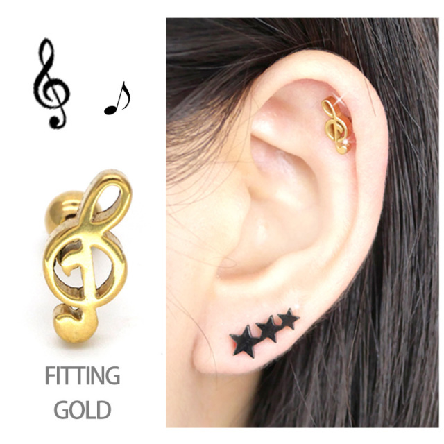 ボディピアス Soeur De Nana ト音記号モチーフのミュージックノートバーベル 16g ボディーピアス 軟骨ピアス トラガス ヘリックス