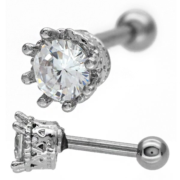 ボディピアス 王冠モチーフのクラウンジュエルバーベル/16G ストレート