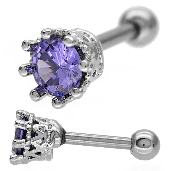 ボディピアス 王冠モチーフのクラウンジュエルバーベル/16G ストレート