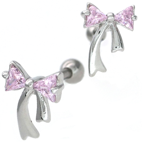 ボディピアス アシンメトリージュエルリボンバーベル/16G ストレート