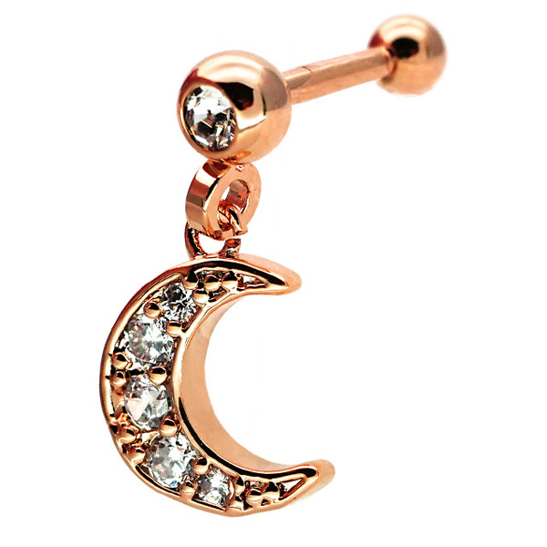 ボディピアス ムーンチャームバーベル 16G ボディーピアス 十字架 軟骨