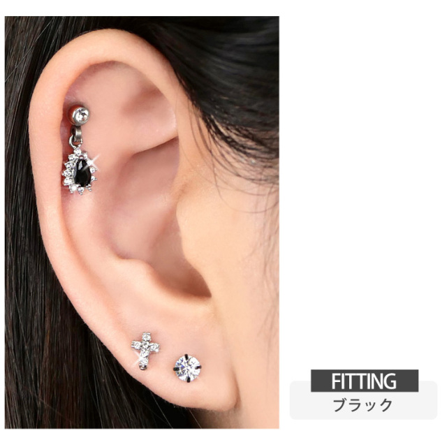 {送料.関税込} ベアヘッド ペアピアス ボディピアス クラシカルペアシェイプジュエルバーベル/16G