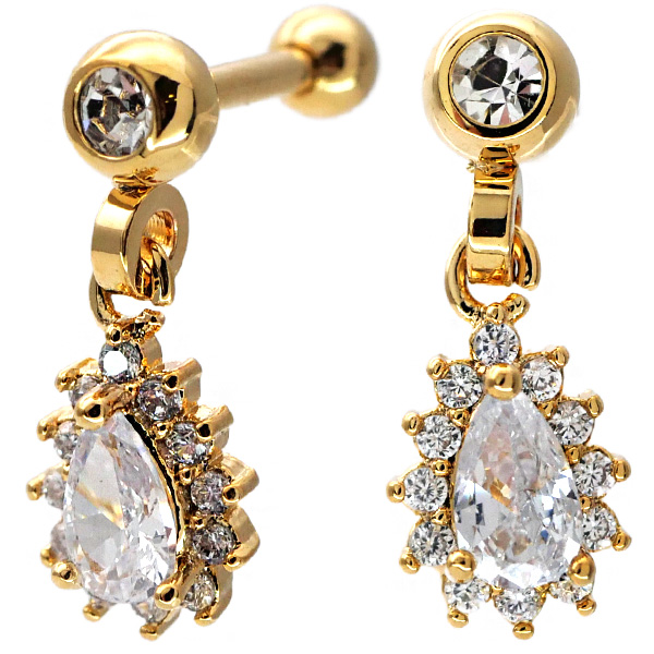 ボディピアス クラシカルペアシェイプジュエルバーベル/16G ボディー