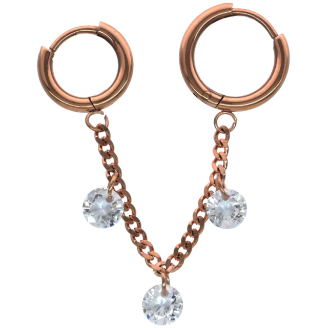 ボディピアス 18G ワンタッチで装着 シャンデリア喜平チェーンダブル