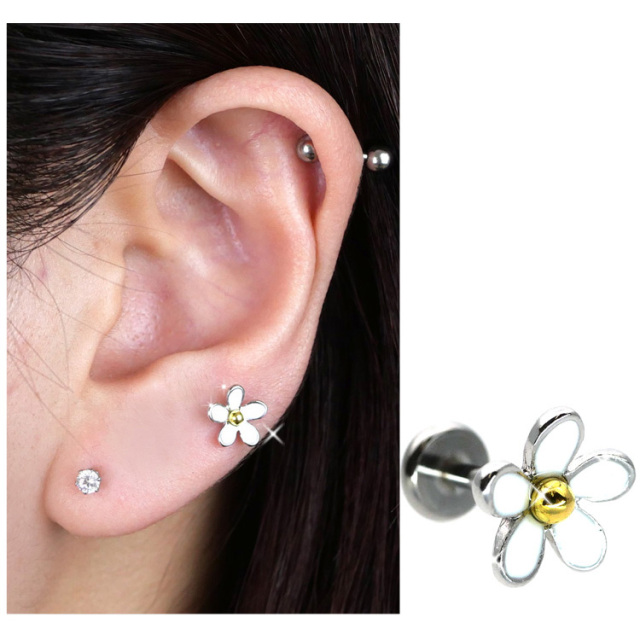 ボディピアス ホワイトデイジーラブレット/16G ボディーピアス 軟骨