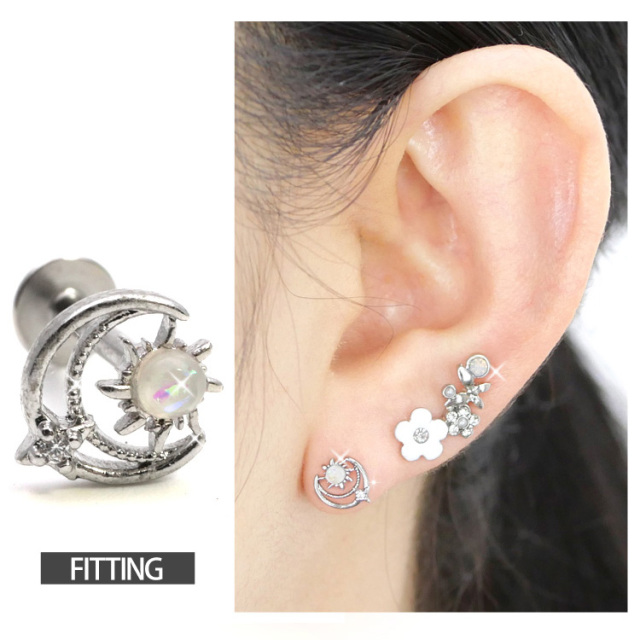 ボディピアス ムーン＆サンラブレット/18G 16G ボディーピアス 軟骨