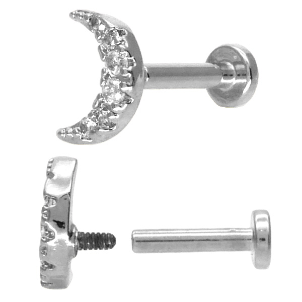 ピアス ムーンストーン プラチナ ヘリックス トラガス 片耳 メンズ