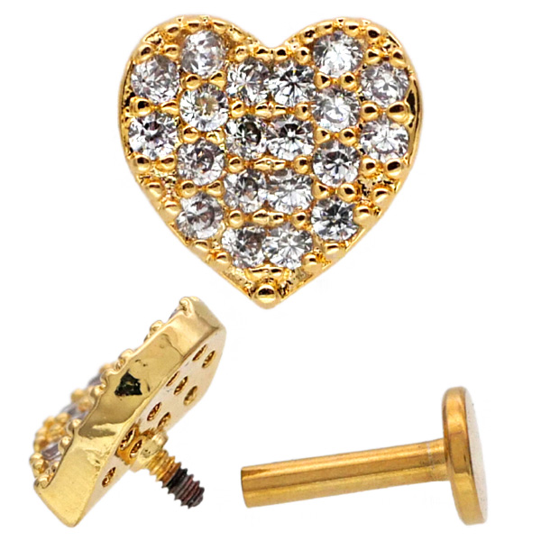 ボディピアス パヴェジュエルハートインターナルラブレット/16G